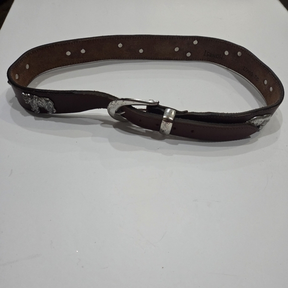 The Honest Company Other - Vtg.Honest Brown Leather Men's Belt With Metal Animals Sz.32